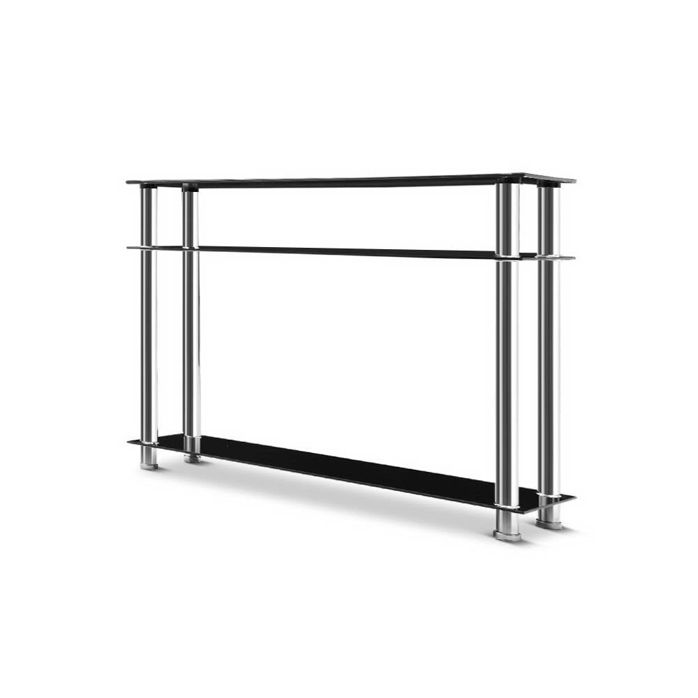 Artiss Console Table Tempered Glass Black DINING-B-T05-BK