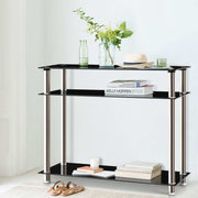 Artiss Console Table Tempered Glass Black DINING-B-T05-BK