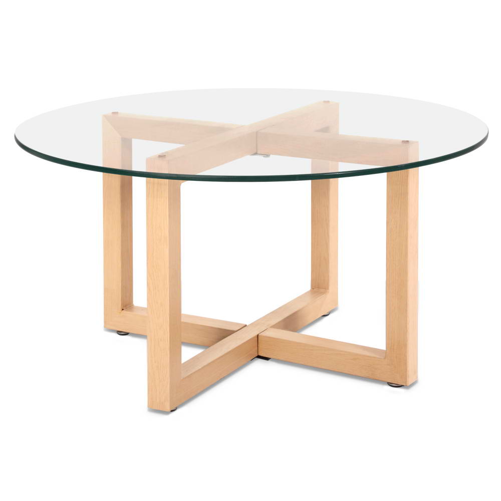 Artiss Coffee Table Round 80CM Tempered Glass DINING-B-T16-TP