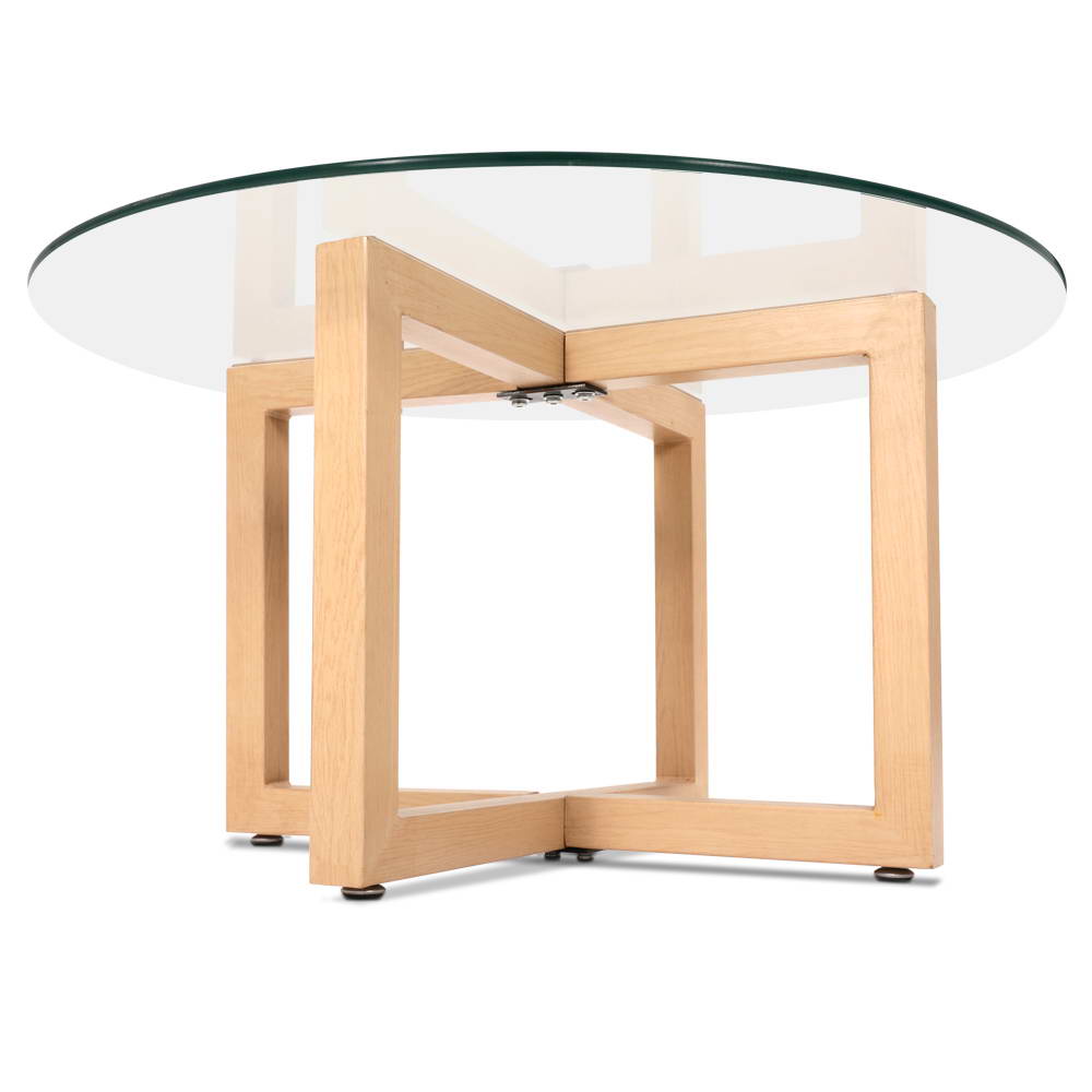 Artiss Coffee Table Round 80CM Tempered Glass DINING-B-T16-TP