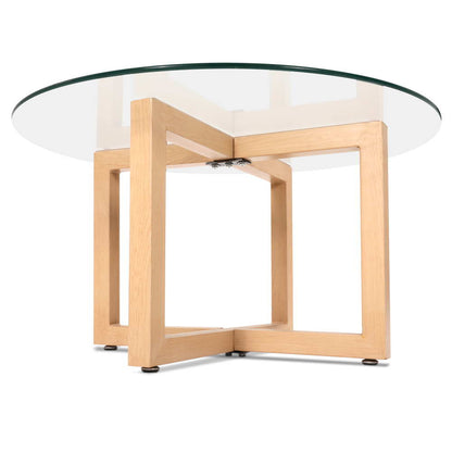 Artiss Coffee Table Round 80CM Tempered Glass DINING-B-T16-TP
