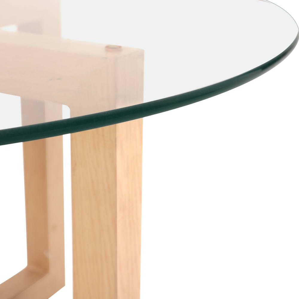 Artiss Coffee Table Round 80CM Tempered Glass DINING-B-T16-TP