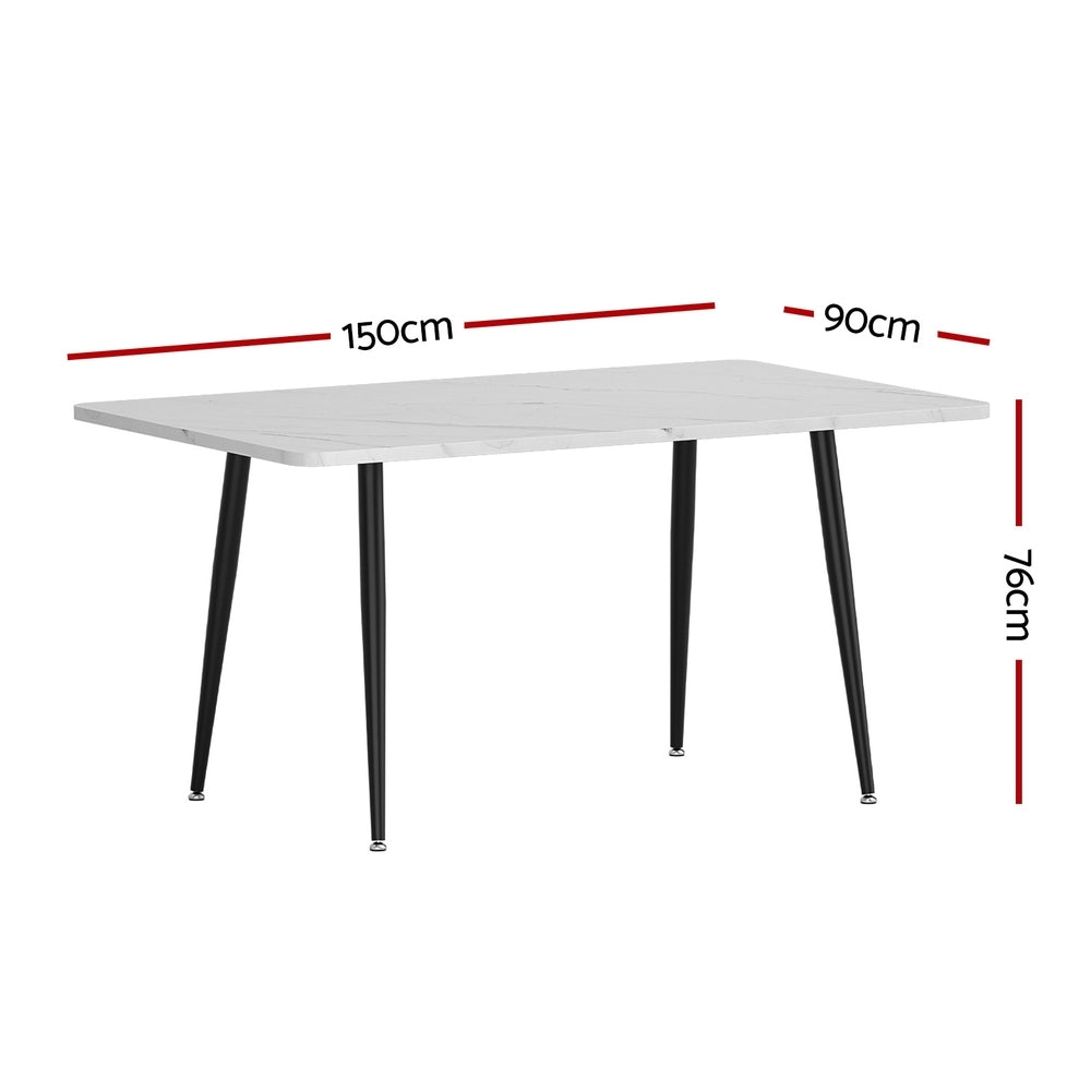1.5M Artiss Dining Table Marble Effect DINING-B-TAB-MAR150-AB