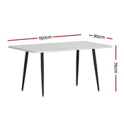 1.5M Artiss Dining Table Marble Effect DINING-B-TAB-MAR150-AB