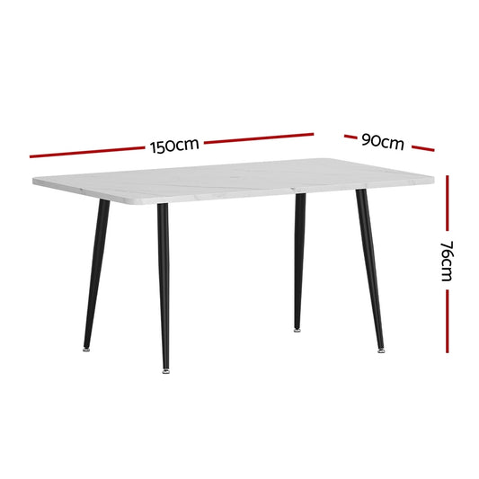 1.5M Artiss Dining Table Marble Effect DINING-B-TAB-MAR150-AB