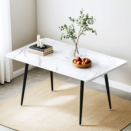 1.5M Artiss Dining Table Marble Effect DINING-B-TAB-MAR150-AB