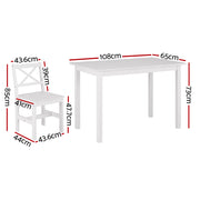 Artiss Dining Chairs and Table Dining Set 4 Cafe Chairs Set Of 5 4 Seater White DINING-C-SET-01-WH-ABC