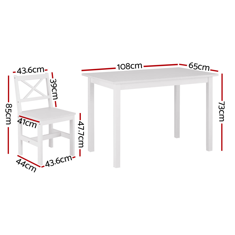 Artiss Dining Chairs and Table Dining Set 4 Cafe Chairs Set Of 5 4 Seater White DINING-C-SET-01-WH-ABC