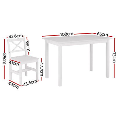 Artiss Dining Chairs and Table Dining Set 4 Cafe Chairs Set Of 5 4 Seater White DINING-C-SET-01-WH-ABC