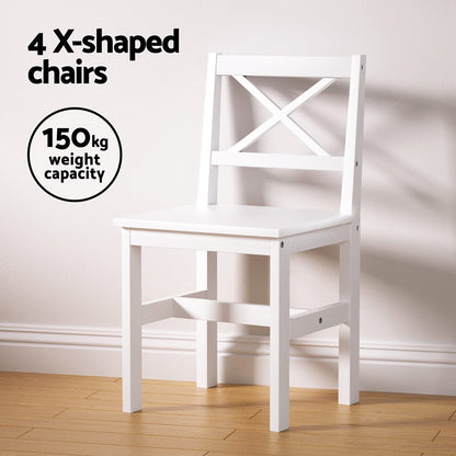 Artiss Dining Chairs and Table Dining Set 4 Cafe Chairs Set Of 5 4 Seater White DINING-C-SET-01-WH-ABC