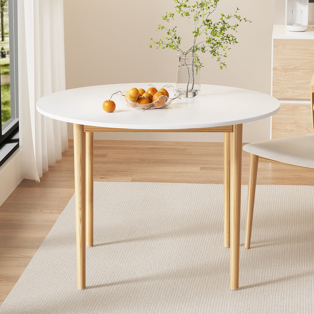 Artiss Dining Table Round White 108CM Diameter Demi DINING-C-TAB-01-WHWD