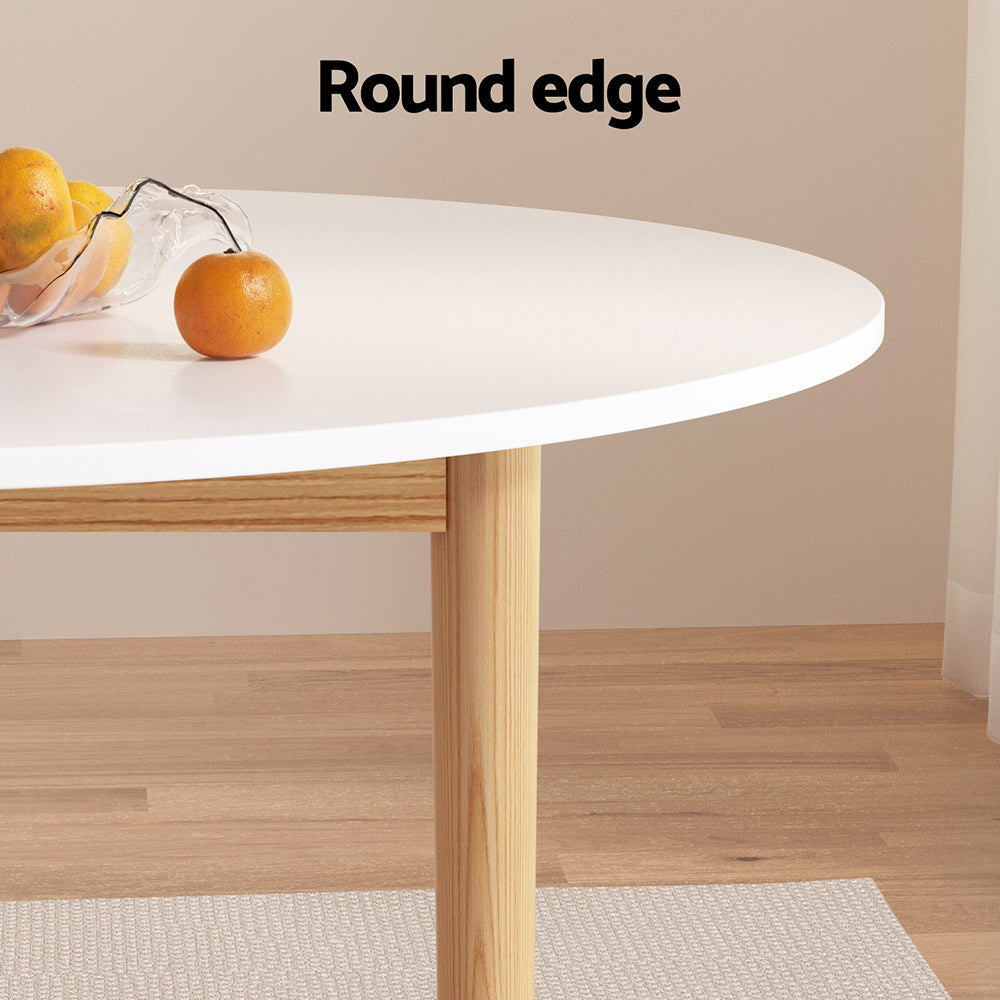 Artiss Dining Table Round White 108CM Diameter Demi DINING-C-TAB-01-WHWD