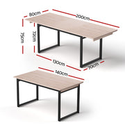 Artiss 2M Extendable Dining Table Kitchen Cafe Lounge Restaurant Tables Natural DINT-B-EXT-05-WD
