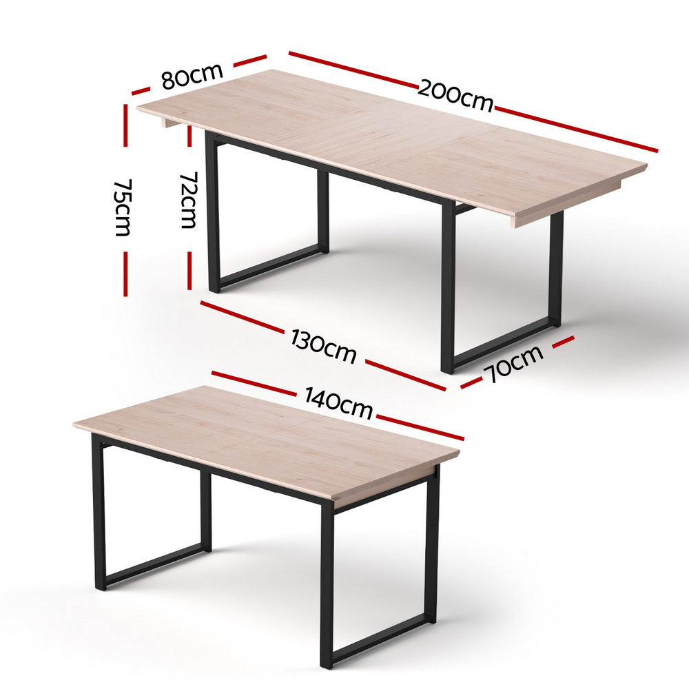 Artiss 2M Extendable Dining Table Kitchen Cafe Lounge Restaurant Tables Natural DINT-B-EXT-05-WD