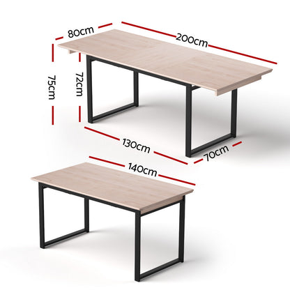 Artiss 2M Extendable Dining Table Kitchen Cafe Lounge Restaurant Tables Natural DINT-B-EXT-05-WD