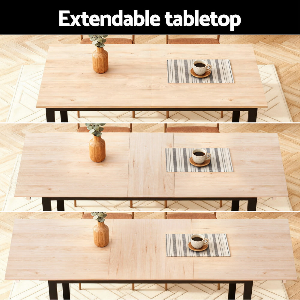 Artiss 2M Extendable Dining Table Kitchen Cafe Lounge Restaurant Tables Natural DINT-B-EXT-05-WD