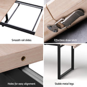 Artiss 2M Extendable Dining Table Kitchen Cafe Lounge Restaurant Tables Natural DINT-B-EXT-05-WD