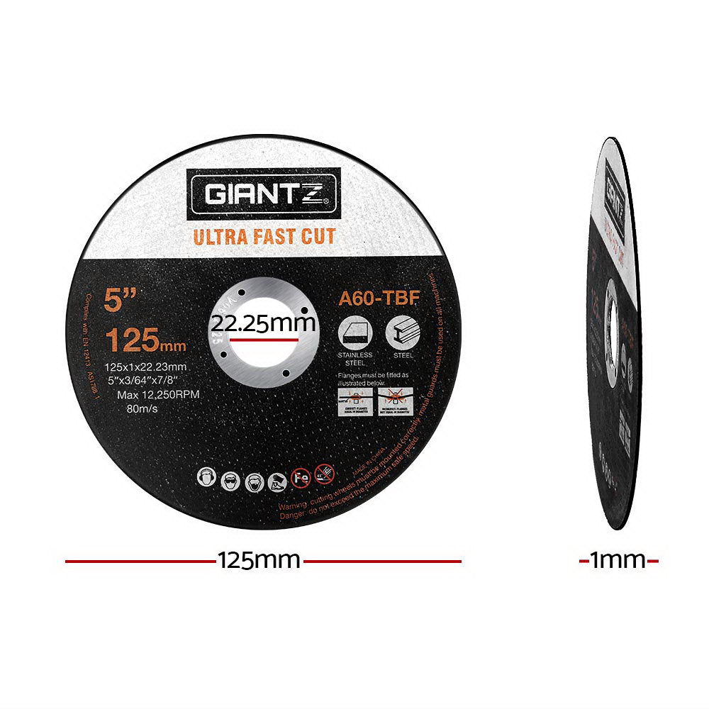 Giantz 50-Piece Cutting Discs 5" 125mm Angle Grinder Thin Cut Off Wheel Metal DISC-CD-125MM-50P