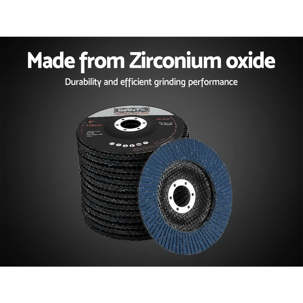 Giantz 100 PCS Zirconia Sanding Flap Disc 5" 125mm 80Grit Angle Grinding Wheel DISC-FD-125MM-80G-100P