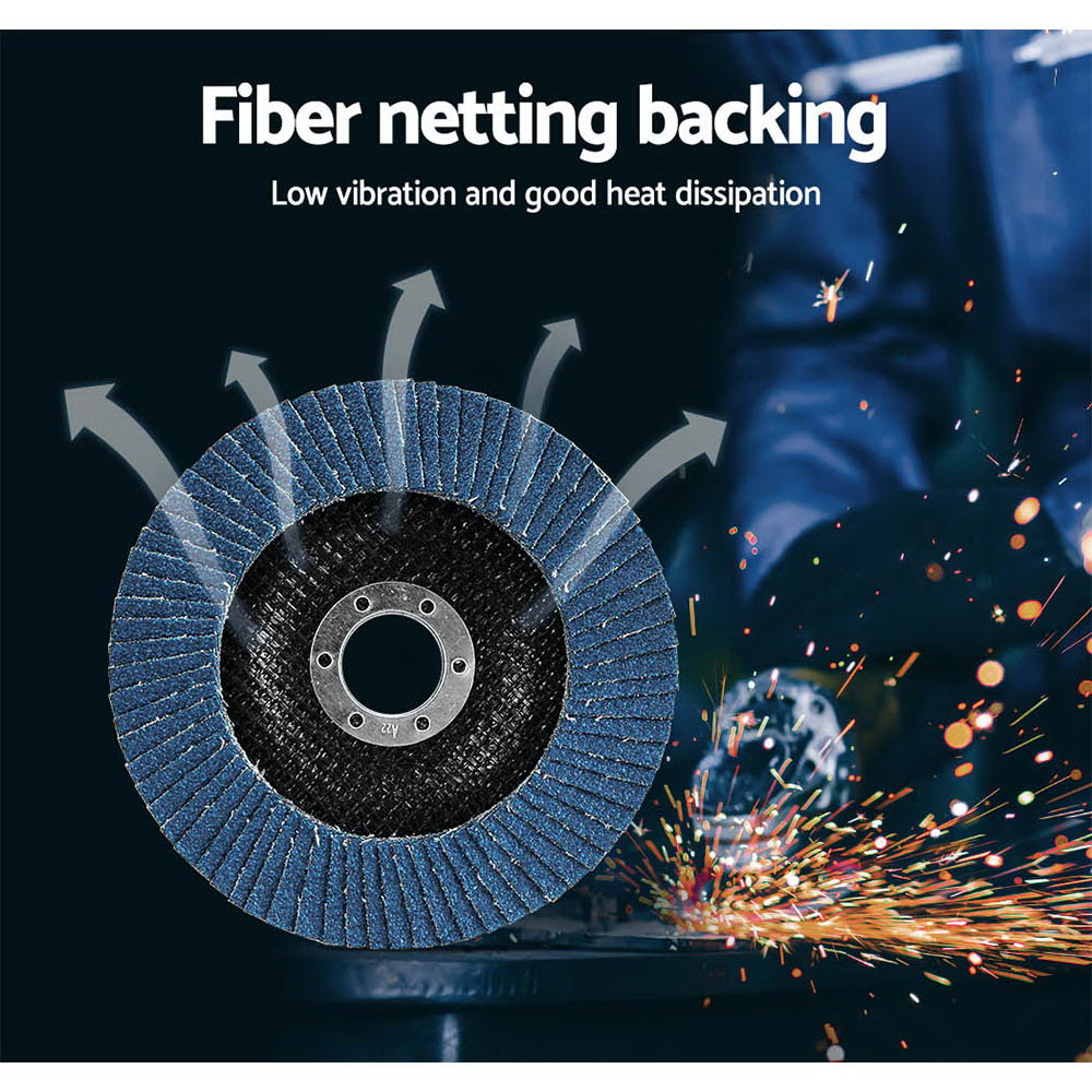 Giantz 100 PCS Zirconia Sanding Flap Disc 5" 125mm 80Grit Angle Grinding Wheel DISC-FD-125MM-80G-100P