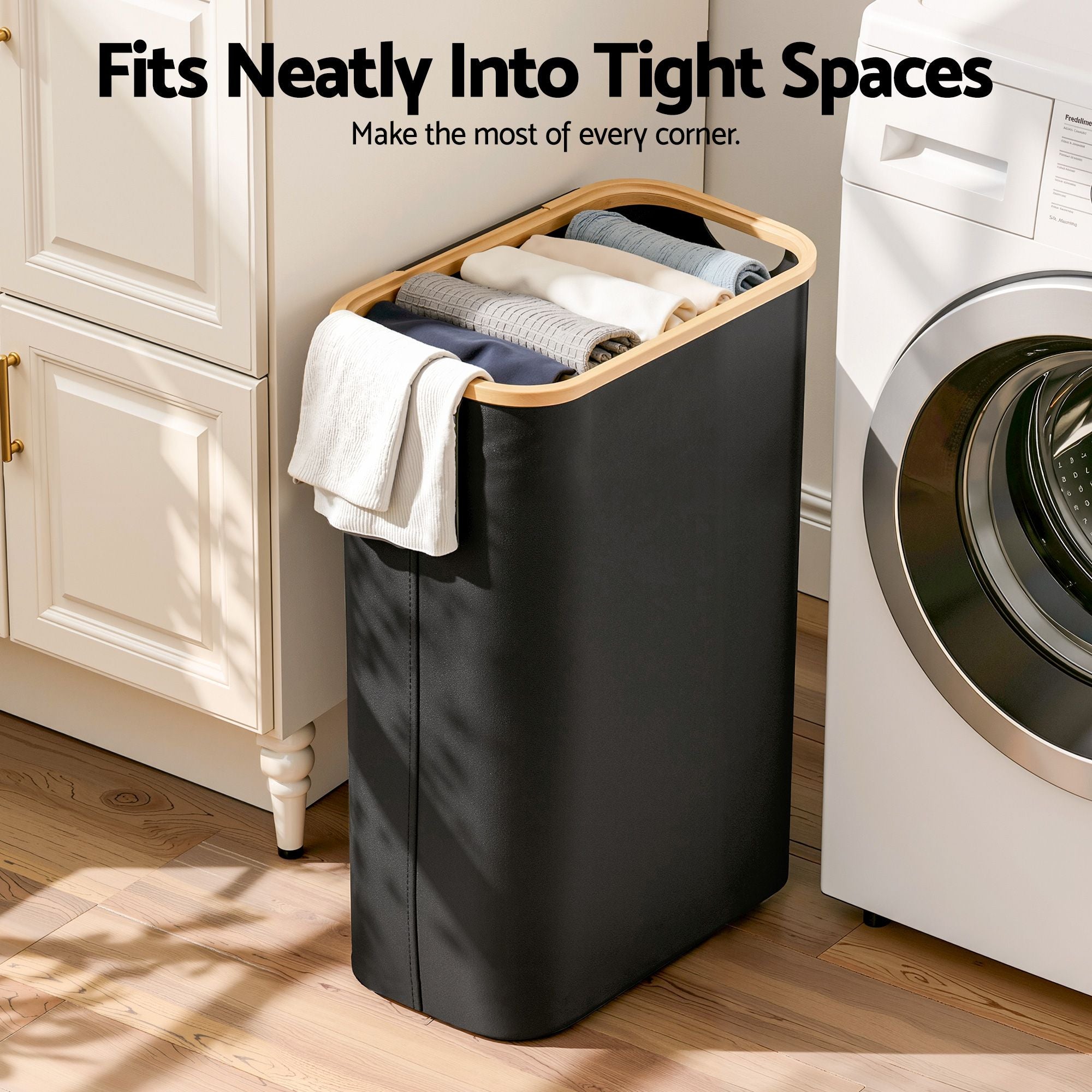 Artiss Laundry Basket with Removable Bag Foldable Black DIY-BATH-BK
