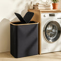 Artiss 2 Sections Laundry Basket with Removable Bags Foldable Black DIY-BATH-BK-2