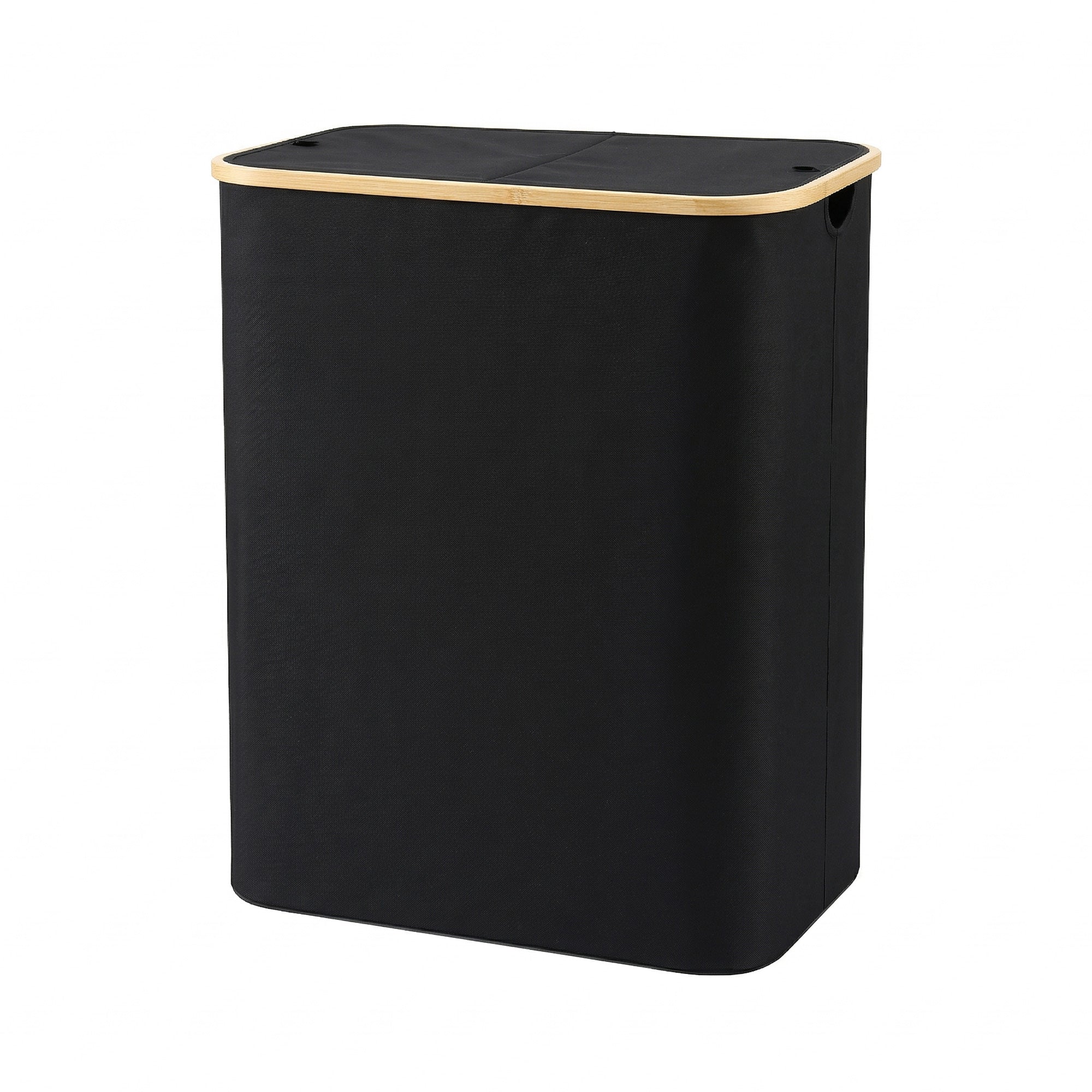 Artiss 2 Sections Laundry Basket with Removable Bags Foldable Black DIY-BATH-BK-2