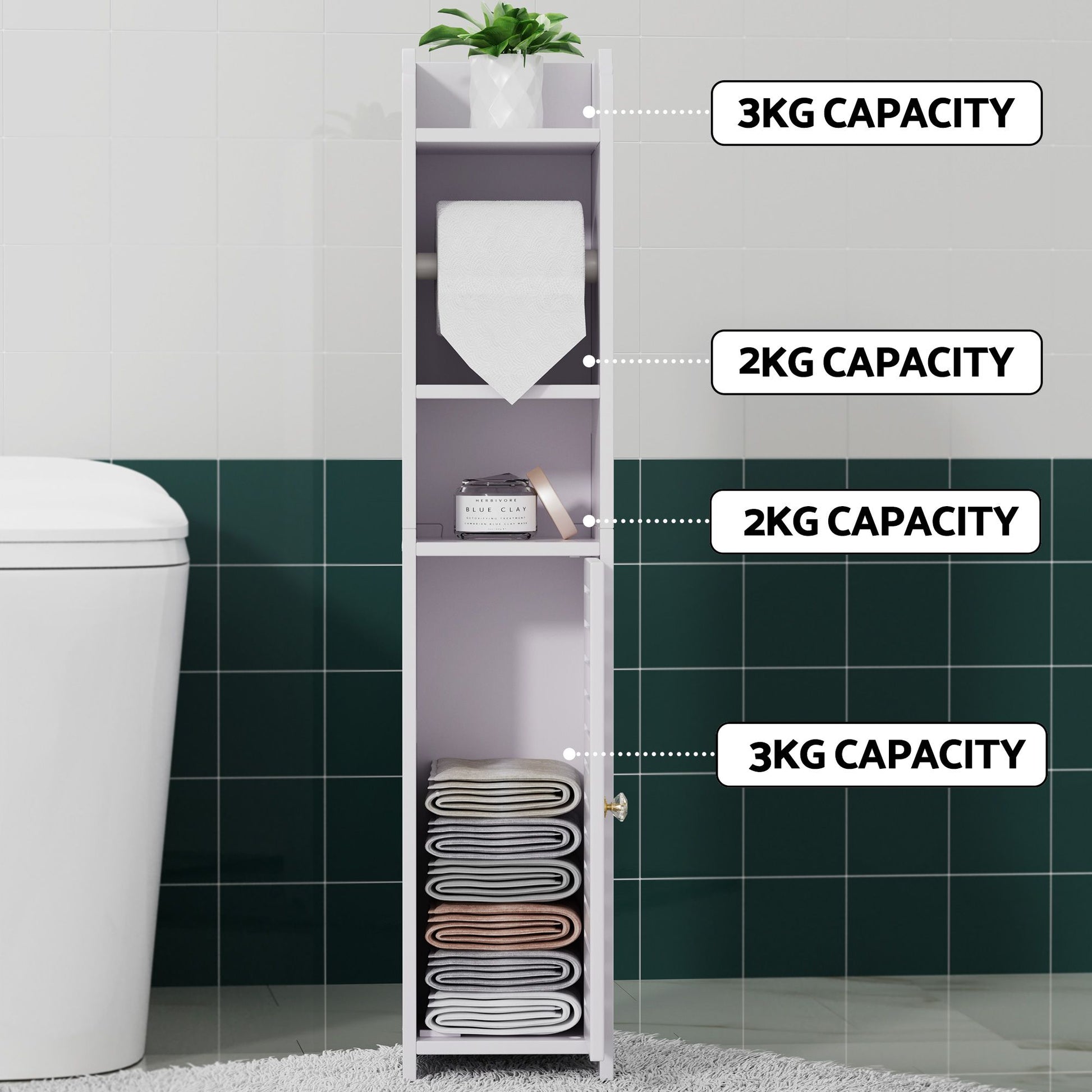 Artiss 2X Bathroom Cabinet Toilet Roll Holder 76cm DIY-BATH-LVD01-WHX2