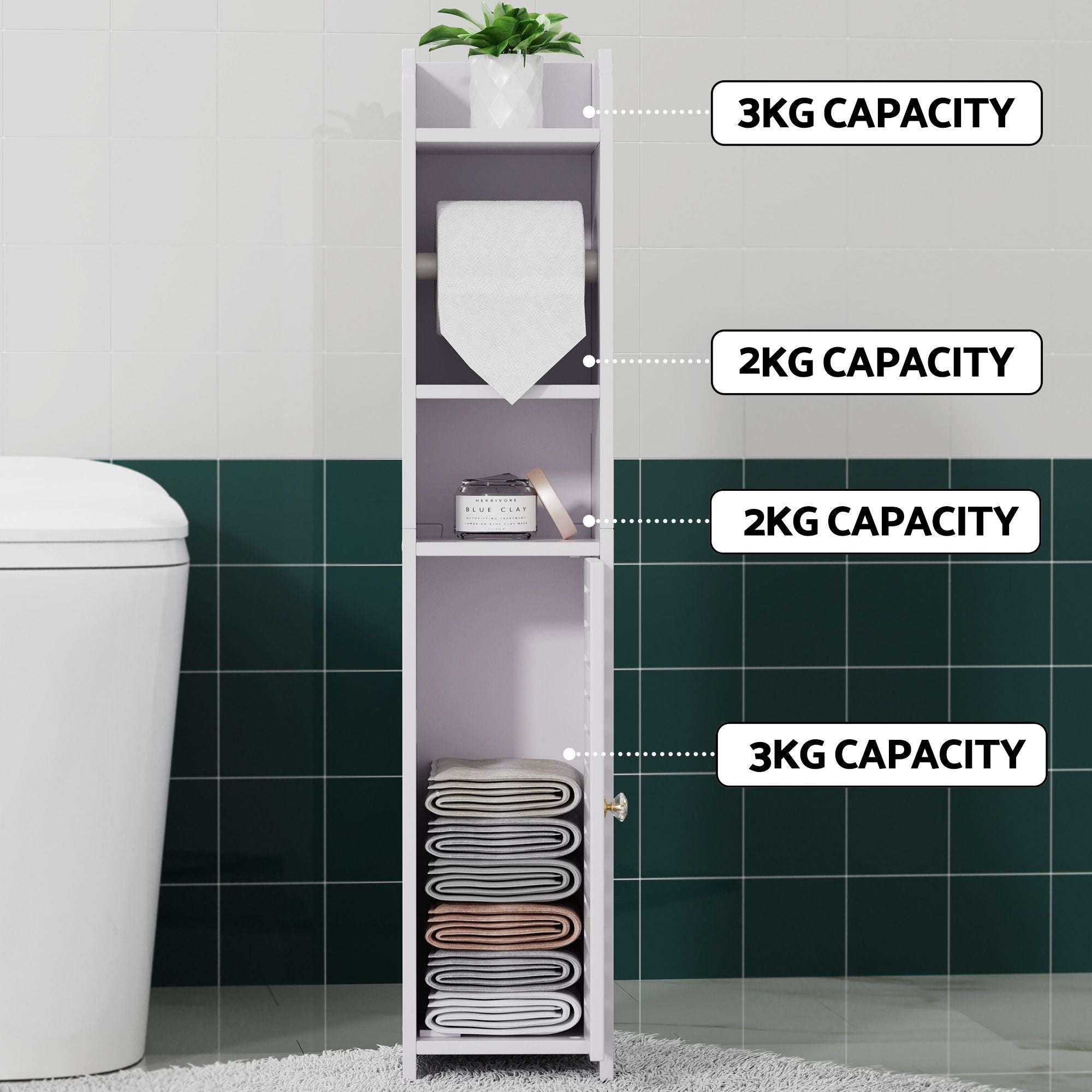 Artiss 2X Bathroom Cabinet Toilet Roll Holder 76cm DIY-BATH-LVD01-WHX2