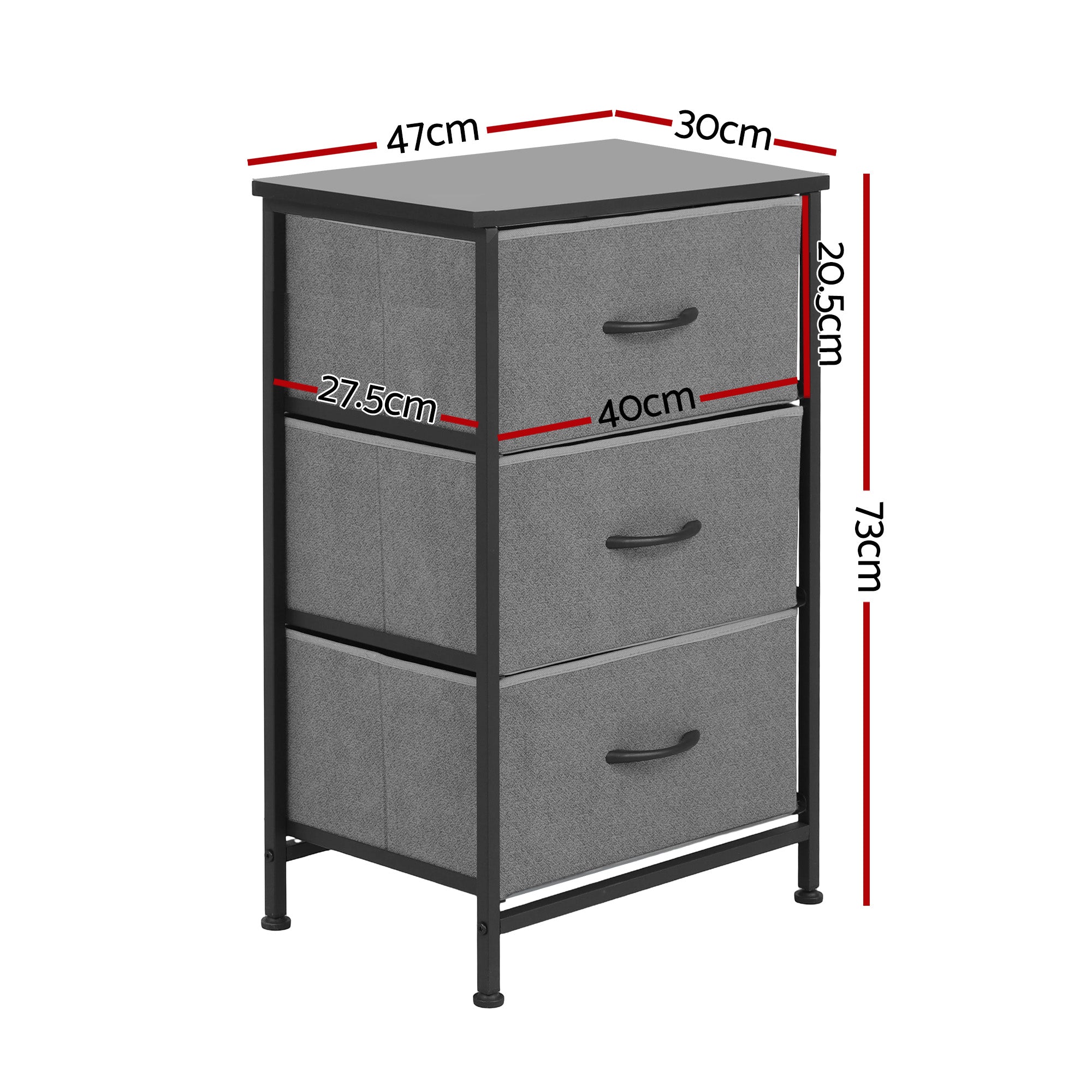 Artiss Set of 2 Chest of 3 Drawers Storage Dresser Tallboy Grey DIY-CDR-3D-GYX2