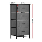 Artiss Chest of 4 Drawers Storage Dresser Tallboy Grey DIY-CDR-4D-GY