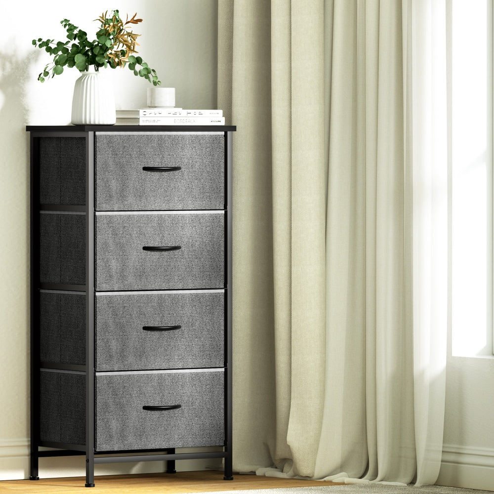 Artiss Chest of 4 Drawers Storage Dresser Tallboy Grey DIY-CDR-4D-GY