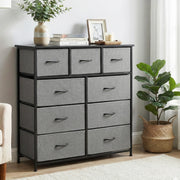Artiss Chest of 9 Drawers Storage Dresser Tallboy Dark Grey DIY-CDR-9D-DA-GY