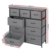 Artiss Chest of 9 Drawers Storage Dresser Tallboy Dark Grey DIY-CDR-9D-DA-GY