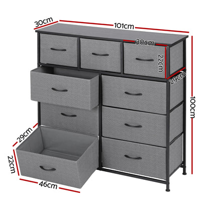Artiss Chest of 9 Drawers Storage Dresser Tallboy Dark Grey DIY-CDR-9D-DA-GY