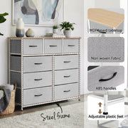 Artiss Chest of 9 Drawers Storage Dresser Tallboy Light Grey DIY-CDR-9D-LI-GY