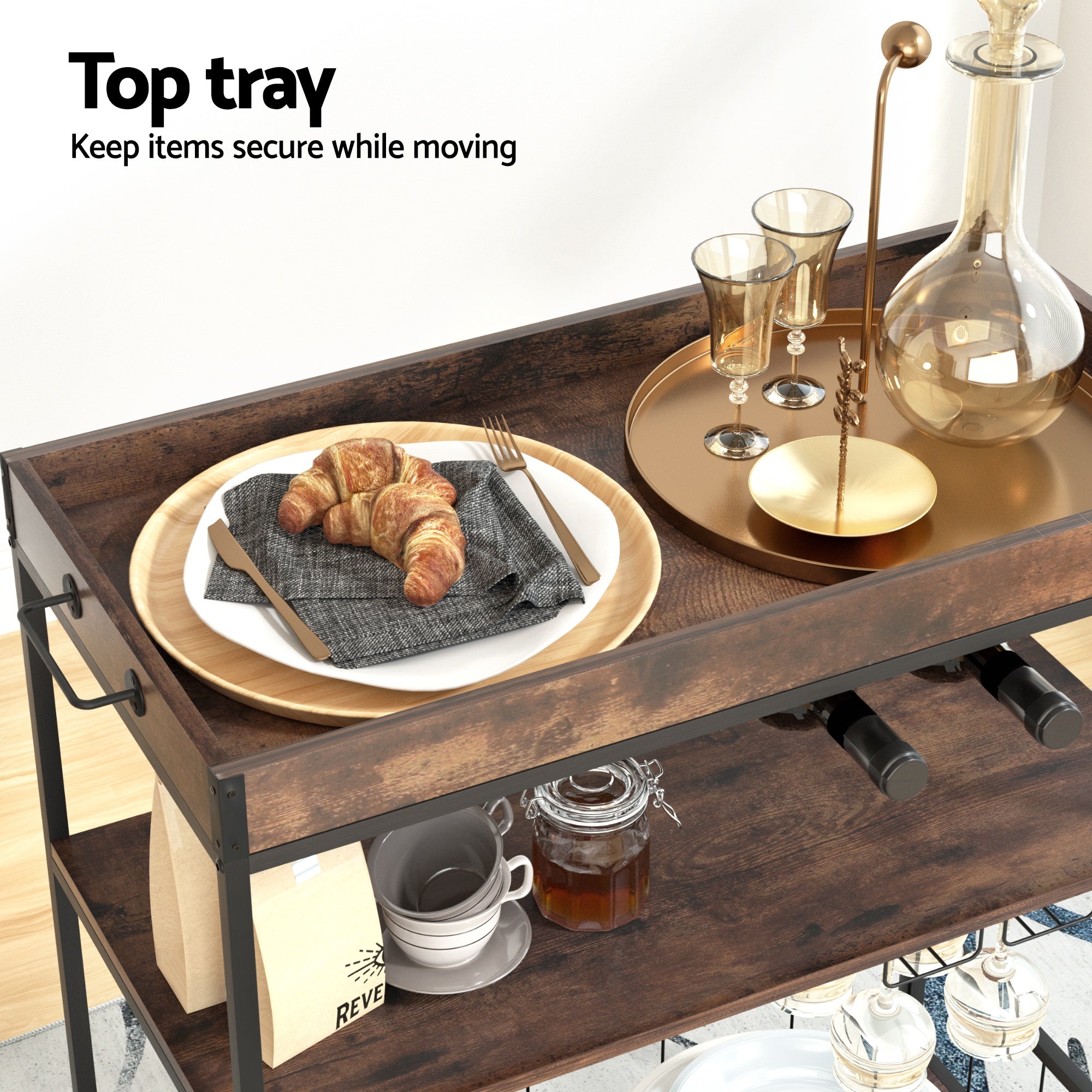 Artiss Kitchen Island Rolling Serving Cart DIY-KI-02-WAL