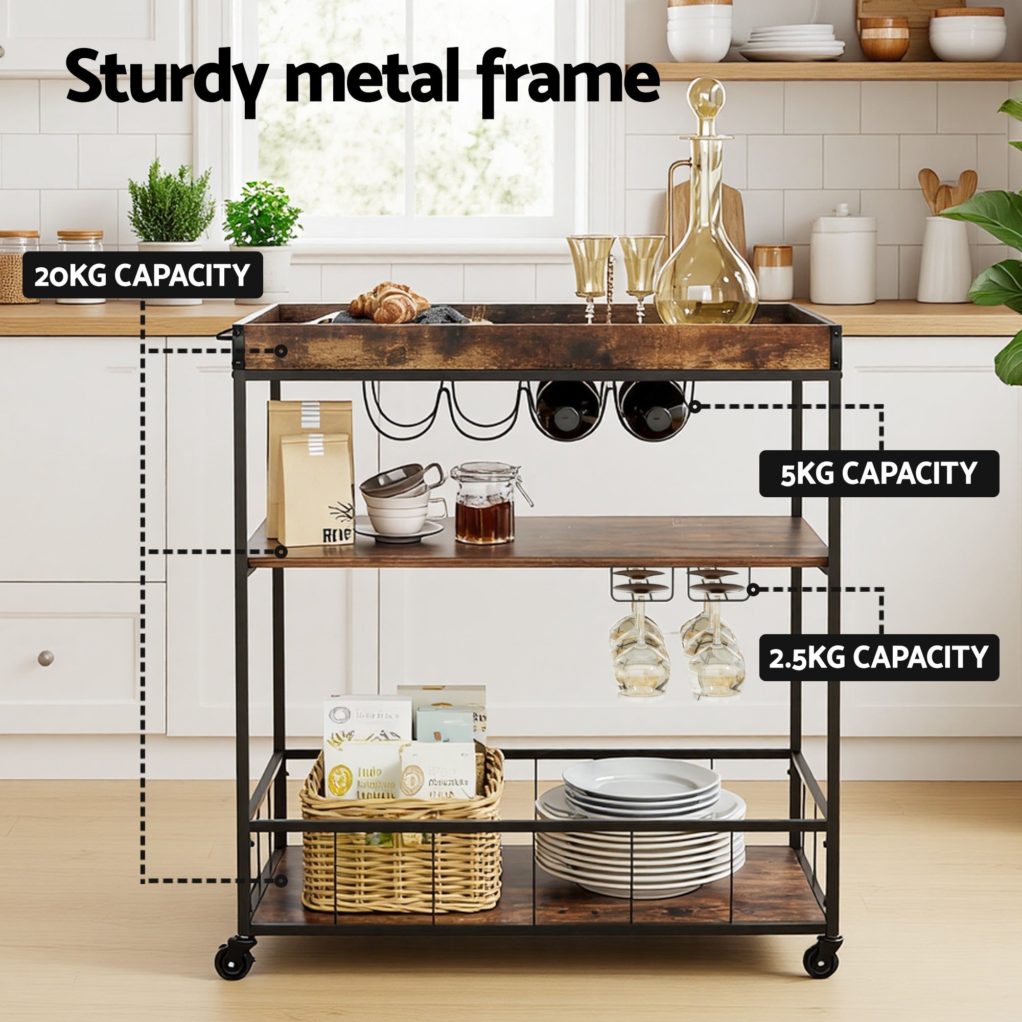 Artiss Kitchen Island Rolling Serving Cart DIY-KI-02-WAL