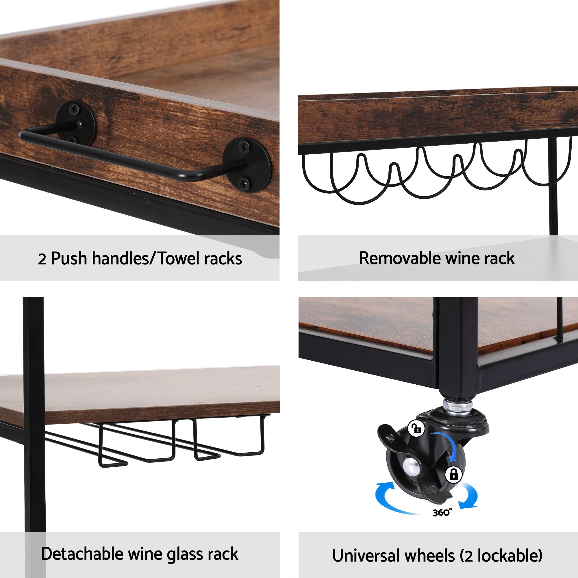 Artiss Kitchen Island Rolling Serving Cart DIY-KI-02-WAL