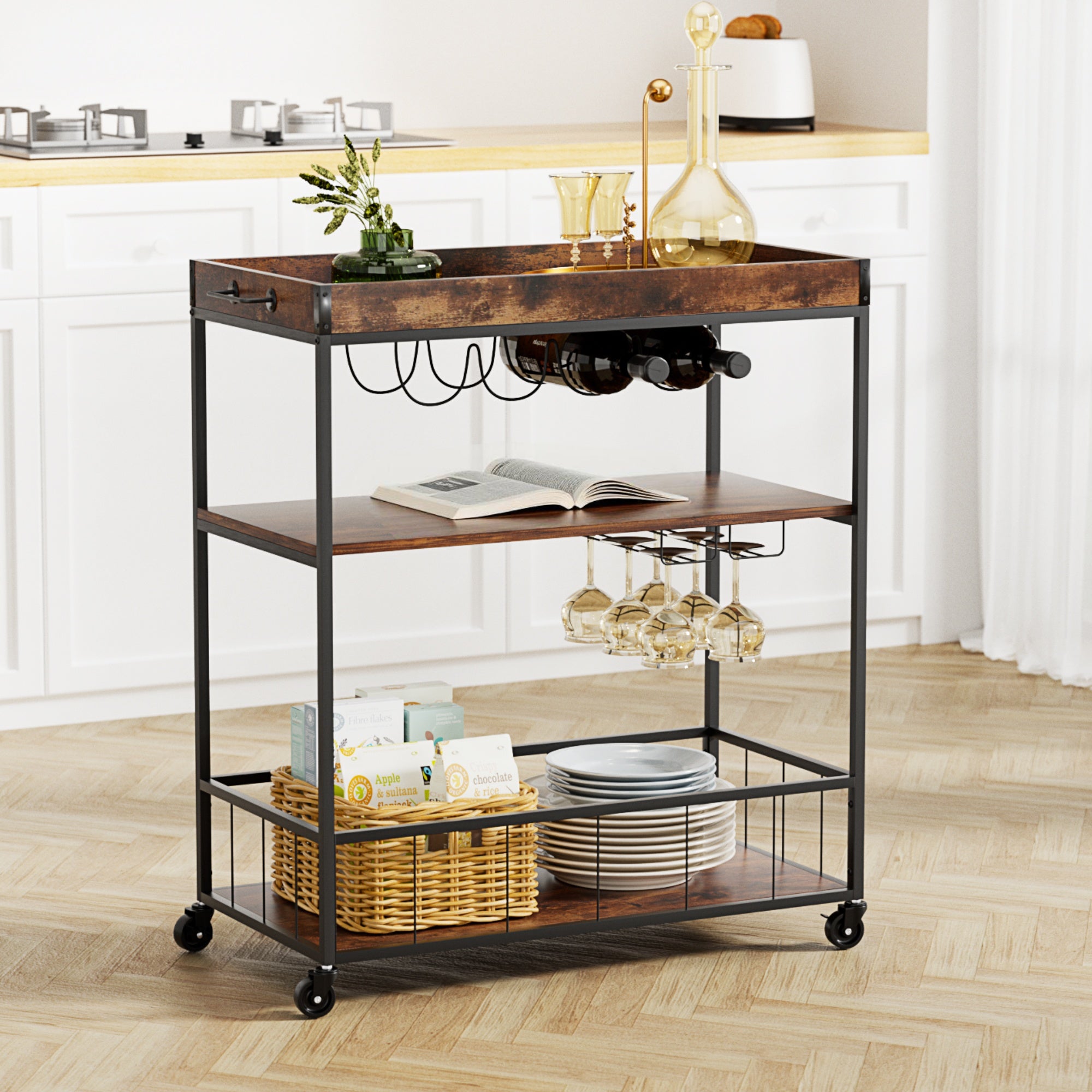Artiss Kitchen Island Rolling Serving Cart DIY-KI-02-WAL