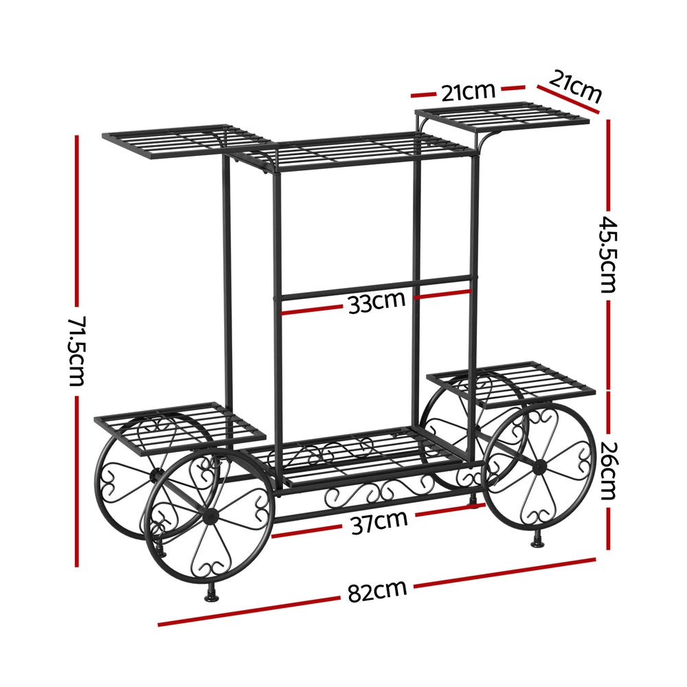 Artiss Plant Stand 6 Tier Iron 4 Wheeler DIY-PS-WHEEL-6T-BK