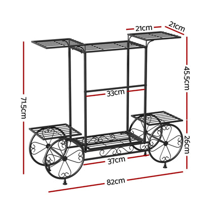 Artiss Plant Stand 6 Tier Iron 4 Wheeler DIY-PS-WHEEL-6T-BK