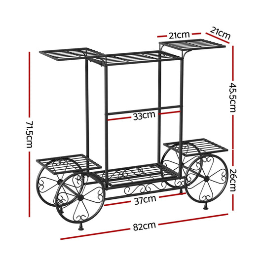 Artiss Plant Stand 6 Tier Iron 4 Wheeler DIY-PS-WHEEL-6T-BK