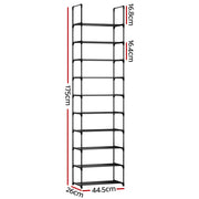 Artiss Shoe Rack DIY Stackable 10-tier Black Dunn DIY-SHOE-10T-BK
