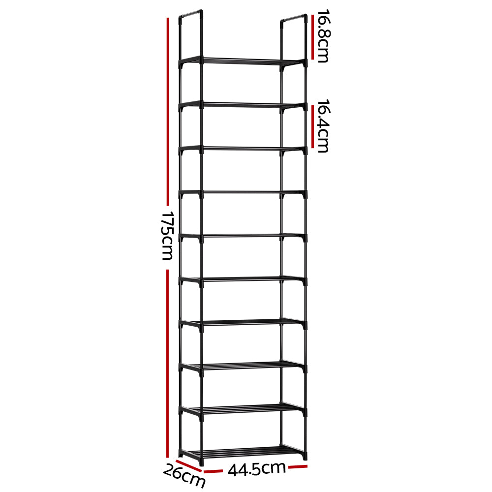 Artiss Shoe Rack DIY Stackable 10-tier Black Dunn DIY-SHOE-10T-BK