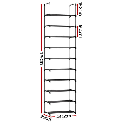 Artiss Shoe Rack DIY Stackable 10-tier Black Dunn DIY-SHOE-10T-BK