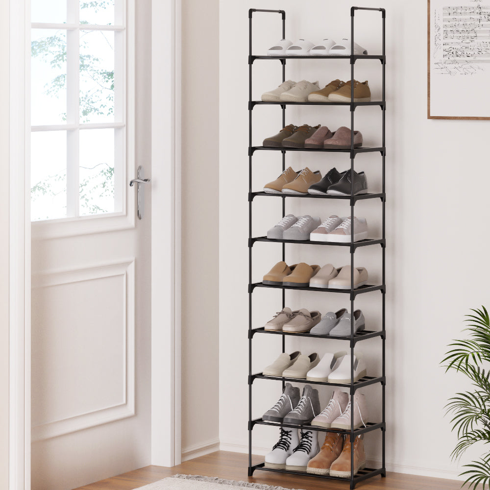 Artiss Shoe Rack DIY Stackable 10-tier Black Dunn DIY-SHOE-10T-BK
