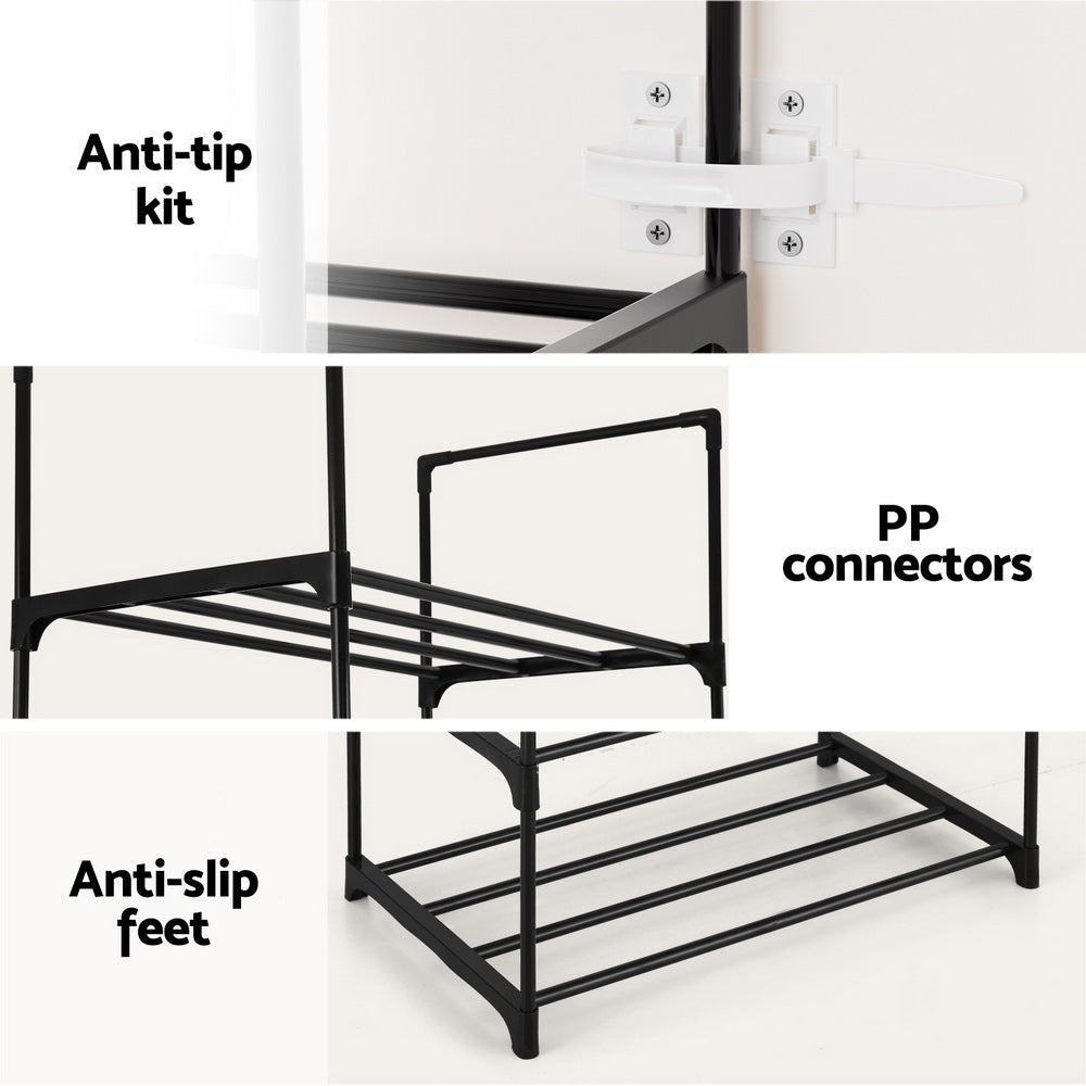 Artiss Shoe Rack DIY Stackable 10-tier Black Dunn DIY-SHOE-10T-BK