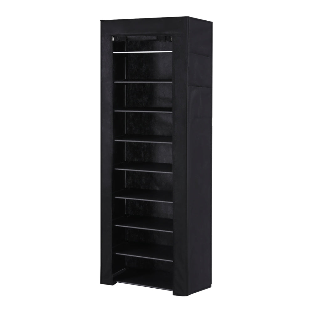 Artiss Shoe Rack Cabinet Removable Cover 10 tier Black DIY-SHOE-10T-COV-BK