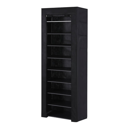 Artiss Shoe Rack Cabinet Removable Cover 10 tier Black DIY-SHOE-10T-COV-BK